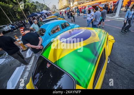 Antike Autos im Luz Park, in Sao Paulo, Brasilien, am 1. Juli 2018. Es passiert jeden ersten Sonntag des Monats im Park des Lichts in São Paulo das Treffen der alten Autos. (Foto von Cris FAGA/NurPhoto) Stockfoto