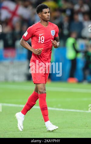 Vorwärts Marcus Rashford von der englischen Nationalmannschaft während der Runde des 16-Spiels zwischen Kolumbien und England bei der FIFA Weltmeisterschaft 2018 im Spartak-Stadion in Moskau, Russland, Dienstag, 3. Juli 2018. (Foto von Anatolij Medved/NurPhoto) Stockfoto