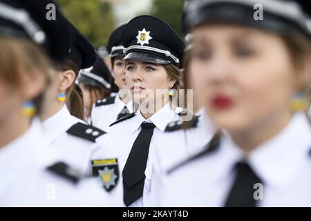 Feierliche Veranstaltungen anlässlich des Nationalen Polizeitages in Kiew, Ukraine. 04-07-2018 (Foto von Maxym Marusenko/NurPhoto) Stockfoto