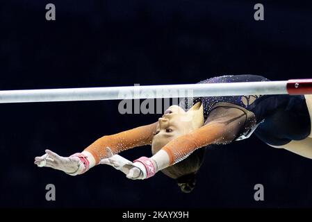 LIVERPOOL - Naomi Visser während des Allround-Finales der Frauen bei den Weltmeisterschaften der Gymnastik in Liverpool. ANP IRIS VAN DEN BROEK Stockfoto