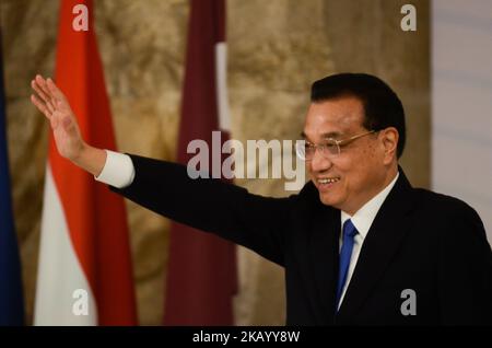 Der Premierminister von China, Li Keqiang, hielt am 07. Juli 2018 im Nationalen Kulturpalast in Sofia (Foto: Hristo Rusev/NurPhoto) während des CEEC-Gipfels 7. und des Gipfeltreffens der Regierungschefs der mittel- und osteuropäischen Wirtschaftskooperation (CEEC) Stockfoto