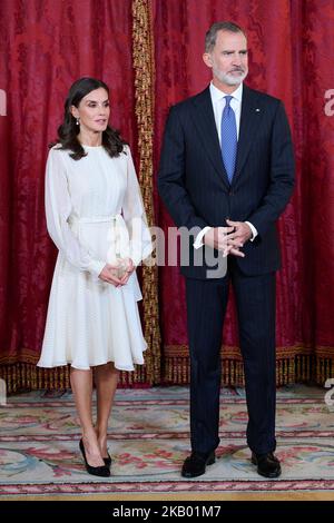 Madrid, Spanien. 03.. November 2022. König Filiane VI. Von Spanien und Königin Letizia von Spanien veranstalten ein offizielles Mittagessen für den Präsidenten von Paraguay Mario Abdo Benitez und seine Frau Silvana Lopez Moreira im Königspalast in Madrid. Kredit: SOPA Images Limited/Alamy Live Nachrichten Stockfoto