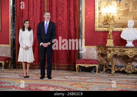 Madrid, Spanien. 03.. November 2022. König Filiane VI. Von Spanien und Königin Letizia von Spanien veranstalten ein offizielles Mittagessen für den Präsidenten von Paraguay Mario Abdo Benitez und seine Frau Silvana Lopez Moreira im Königspalast in Madrid. Kredit: SOPA Images Limited/Alamy Live Nachrichten Stockfoto