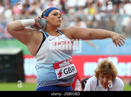 Amelia Stricker aus Großbritannien und Nordirland tritt am 15. Juli 2018 im London Stadium, London, bei der Leichtathletik-Weltmeisterschaft London 2018 im Shot Put Women an (Foto by Action Foto Sport/NurPhoto) Stockfoto