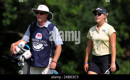 Die Amateurin Jennifer Kupcho aus Westminster, Colorado, geht am Sonntag, den 15. Juli 2018, während der Finalrunde des Marathon LPGA Classic Golfturniers im Highland Meadows Golf Club in Sylvania, Ohio, USA, auf die 18. Green. (Foto von Amy Lemus/NurPhoto) Stockfoto