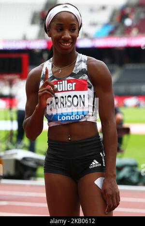 Kendra Harrison aus den USA gewann das Hurdles Women Final Race 100m während der Muller Anniversary Games IAAF Diamond League Day Two im London Stadium am 22. Juli 2018 in London, England. (Foto von Action Foto Sport/NurPhoto) Stockfoto