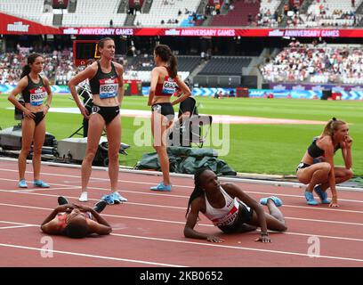 L-R Sofia Ennaoui aus Polen Laura Weightman aus Großbritannien und Nordirland Kate Grace aus den USA tritt beim 1 Mile Women Millicent Fawcett während der Muller Anniversary Games IAAF Diamond League Day Two am 22. Juli 2018 im Londoner Stadion in London, England, an. (Foto von Action Foto Sport/NurPhoto) Stockfoto