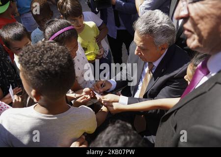 Der Präsident der Republik Ecuador, Lenin Moreno, besucht die Schule Republica de Venezuela in Madrid. Spanien. 27. Juli 2017 (Foto von Oscar Gonzalez/NurPhoto) Stockfoto