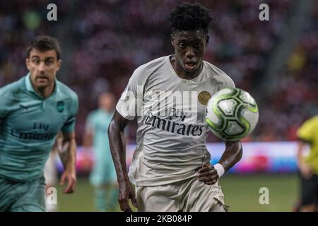 Tim Weah beim internationalen Champions-Cup-Spiel zwischen Arsenal und Paris Saint Germain im Nationalstadion am 28. Juli 2018 in Singapur.(Foto: Danial Hakim Abdul Halim/NurPhoto) Stockfoto