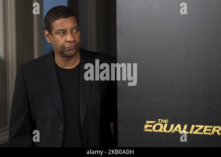 Der amerikanische Schauspieler Denzel Washington nimmt an der Präsentation des Films „The Equalizer 2“ im Hotel Villa Magna in Madrid, Spanien, Teil. 07. August 2018 (Foto von Peter Sabok/COOLMedia/NurPhoto) Stockfoto