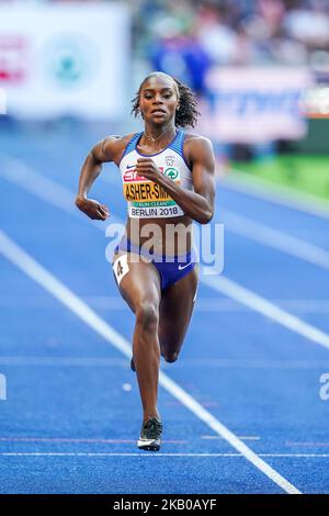 Dina Asher-Smith aus Großbritannien beim 200-Meter-Halbfinale für Frauen im Olympiastadion in Berlin bei der Leichtathletik-Europameisterschaft am 10. August 2018. (Foto von Ulrik Pedersen/NurPhoto) Stockfoto