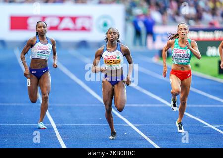 Dina Asher-Smith aus Großbritannien beim 200-Meter-Halbfinale für Frauen im Olympiastadion in Berlin bei der Leichtathletik-Europameisterschaft am 10. August 2018. (Foto von Ulrik Pedersen/NurPhoto) Stockfoto