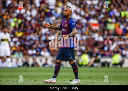 Arturo Vidal von Chiledabeim Pokalspiel Joan Gamper zwischen dem FC Barcelona und CA Boca Juniors im Camp Nou Stadium in Barcelona, am 15. August 2018, Spanien. (Foto von Xavier Bonilla/NurPhoto) Stockfoto