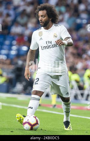 Real Madrid Marcelo während des La Liga-Spiels zwischen Real Madrid und Getafe CF in Santiago Bernabeu in Madrid, Spanien, am 19. August 2018.(Foto: Peter Sabok/COOLMedia/NurPhoto) Stockfoto