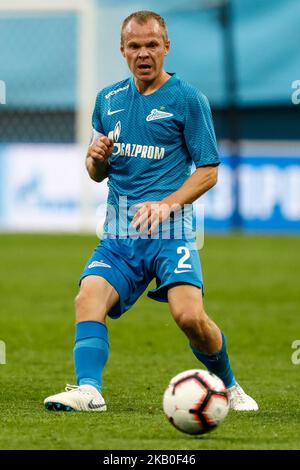 Alexander Anyukov vom FC Zenit Sankt Petersburg im Einsatz während der UEFA Europa League-Play-offs am 23. August 2018 im Stadion Sankt Petersburg in Sankt Petersburg, Russland. (Foto von Mike Kireev/NurPhoto) Stockfoto