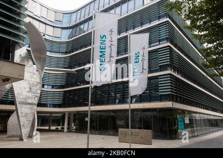 Der Münchner Hauptsitz des deutschen multinationalen Siemens, am 24. August 2018. (Foto von Alexander Pohl/NurPhoto) Stockfoto