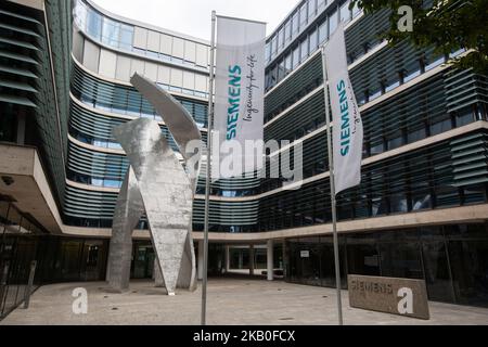 Der Münchner Hauptsitz des deutschen multinationalen Siemens, am 24. August 2018. (Foto von Alexander Pohl/NurPhoto) Stockfoto