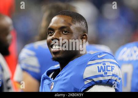 Detroit Lions läuft zurück Theo Riddick (25) beobachtet am Rande eines NFL-Fußballspiels gegen die Cleveland Browns in Detroit, Michigan, USA, am Donnerstag, den 30. August 2018. (Foto von Amy Lemus/NurPhoto) Stockfoto