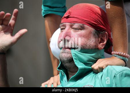 Menschentürme während der Feierlichkeiten von Sant Felix in Vilafranca del Penedes, am 30.. August 2018, in Barcelona, Spanien. -- (Foto von Urbanandsport/NurPhoto) Stockfoto