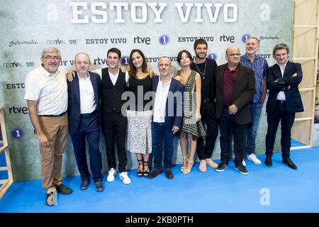 Alejo Sauras, Cristina Plazas, Javier Gutierrez, Anna Castillo und Alfonso Bassave nehmen an der Präsentation von „Estoy Vivo“ während des Festvals in Vitoria, Spanien, Teil. 04. September 2018. (Foto von BorjaB.Hojas/COOLMedia/NurPhoto) Stockfoto