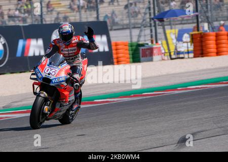 #04 ANDREA DOVIZIOSO aus Italien, Ducati Team, Ducati Desmosedici GP18, Gran Premio Octo di Misano Adriatico e della Riviera di Rimini, während des Samstag QP auf dem Marco Simoncelli World Circuit in Misano Adriatico, Spanien am 8. September 2018; Für die MotoGP-Weltmeisterschaft 13. vom 7.. Bis 9.. September (Foto: Felice Monteleone/NurPhoto) Stockfoto