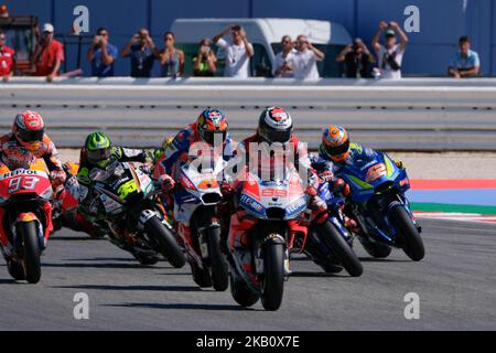 ERSTE RUNDE beim Gran Premio Octo di San Marino e della Riviera di Rimini, beim Sonntagsrennen auf dem Marco Simoncelli World Circuit für die MotoGP-Weltmeisterschaft 13., vom 7.. Bis 9.. September in Misano Adriatico, Italien, am 9. September 2018. (Foto von Felice Monteleone/NurPhoto) Stockfoto