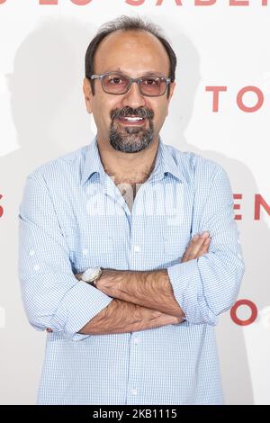 Regisseur Asghar Farhadi nimmt an der Präsentation des Films ´Todos lo saben´ im URSO Hotel in Madrid, Spanien, Teil. 12. September 2018. (Foto von BorjaB.Hojas/COOLMedia/NurPhoto) Stockfoto