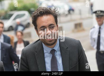 Mounir Mahjoubi, Staatssekretär für digitale Angelegenheiten bei seinem Besuch des DSI des Außenministeriums in Nantes, Frankreich, am 13. September 2018 zur Präsentation des Projekts France Visas, Bestehend aus der Verwaltung in einer vollständig dematerialisierten Weise Visa-Anträge für einen Ausländer, der nach Frankreich kommen will. (Foto von Estelle Ruiz/NurPhoto) Stockfoto