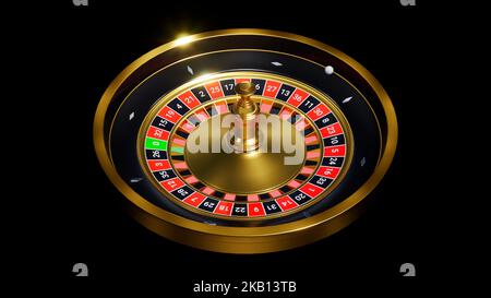 Gold und Black Casino Roulette Board 3D Rendering Stockfoto