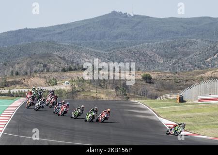 Starten Sie race2 SBK während des World Superbikes Race 2 bei Autodromo Internacional do Algarve, Sonntag, 16. September 2018 in Algarve, Portugal. (Foto von Fabio Averna/NurPhoto) Stockfoto