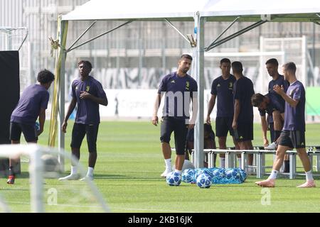 Sami Khedira (FC Juventus) während des Trainings am Vorabend des UEFA Champions League-Spiels zwischen FC Valencia und dem FC Juventus am 18. September 2018 im Juventus Training Center in Turin, Italien. (Foto von Massimiliano Ferraro/NurPhoto) Stockfoto