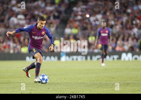 Der FC Barcelona Mittelfeldspieler Philippe Coutinha (7) während des UEFA Champions League-Spiels zwischen dem FC Barcelona und dem PSV Eindhoven im Camp Nou Stadium, das dem Spieltag 1 entspricht, Gruppe B am 18. September 2018 in Barcelona, Spanien. (Foto von Urbanandsport/NurPhoto) Stockfoto