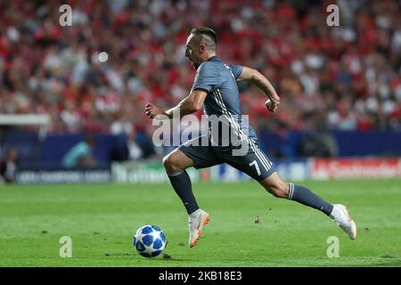 Bayern Münchens Mittelfeldspieler Franck Ribery aus Frankreich beim UEFA Champions League-Fußballspiel der Gruppe E SL Benfica gegen Bayern München am 19. September 2018 im Luz-Stadion in Lissabon, Portugal. ( Foto von Pedro FiÃºza/NurPhoto) Stockfoto