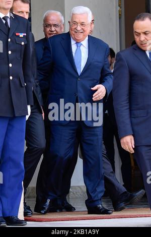 Der palästinensische Präsident Mahmoud Abbas, der am 21. September 2018 im Elysée-Palast in Paris, Frankreich, aufbricht. (Foto von Julien Mattia/NurPhoto) Stockfoto