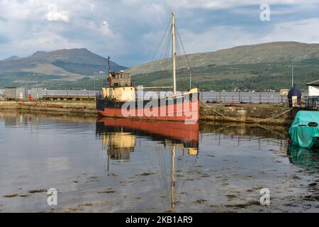 Der Vital Spark , der Dampfpuffer, liegt am Loch Fyne in Inverary Argyll, Schottland Stockfoto