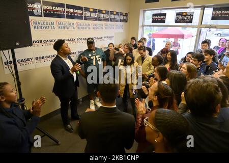 Malcolm Kenyatta spricht am 23. September 2018 bei einem Auftaktevent für die Wiederwahl des US-Senators Bob Casey (D-PA) in North Philadelphia, PA. (Foto von Bastiaan Slabbers/NurPhoto) Stockfoto