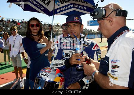 Jorge Martin (88) aus Spanien und Del Conca Gresini Moto3 während des Renntages des Gran Premio Movistar de Aragon der Weltmeisterschaft der MotoGP auf dem Motorland Aragon Circuit am 23. September 2018 in Alcaniz, Spanien. (Foto von Jose Breton/NurPhoto) Stockfoto