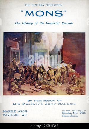 Titelbild des britischen Premier-Programms für MONS - The History of the Immortal Retreat 1926 Regisseur / Autor WALTER SOMMERS Produzent H. Bruce Woolfe British Instructional Films (BIF) / New Era Films Stockfoto