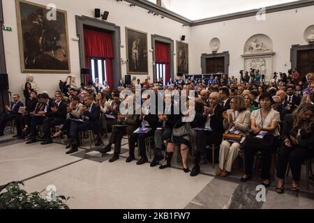 Eröffnung der siebten Ausgabe des „Global Forum 2018 on Direct Democracy“. Das Forum wird zum ersten Mal in Italien, in Rom, stattfinden, auch als Anerkennung der neuen politischen und sozialen Dynamiken, die auf der Beteiligung basieren, die in unserem Land entstehen. Am 26 2018. September in Rom, Italien. (Foto von Andrea Ronchini/NurPhoto) Stockfoto