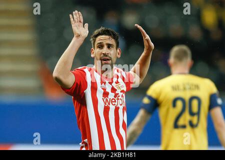 Leuven, Deutschland, 03/11/2022, die Berliner Rani Khedira reagiert auf ein Fußballspiel zwischen der Belgischen Royale Union Saint-Gilloise und der Deutschen Union Berlin, Donnerstag, 03. November 2022 in Leuven, am Tag 6/6 der UEFA Europa League Gruppenbühne. BELGA FOTO BRUNO FAHY Stockfoto