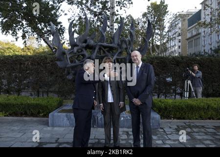 Die Kölner Bürgermeisterin Henriette Reker legt am 3 2018. Oktober einen Kranz am Holocaust-Mahnmal auf dem Liberty Square in Thessaloniki, Griechenland, ab. (Foto von Achilleas Chiras/NurPhoto) Stockfoto