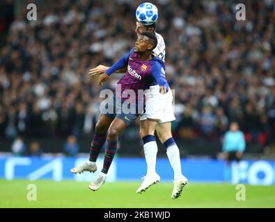 London, Großbritannien, 3. Oktober 2018. Nelson Samedi aus Barcelona während des UEFA Champions League-Spiels der Gruppe B zwischen Tottenham Hotspur und dem FC Barcelona im Wembley-Stadion. London (Foto von Action Foto Sport/NurPhoto) Stockfoto