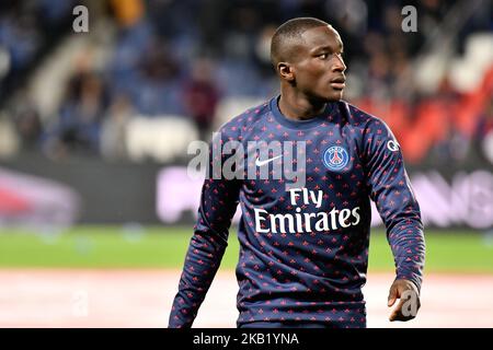 Moussa Diabi #27 während des spiels der französischen Ligue 1 zwischen Paris Saint-Germain (PSG) und Olympique Lyonnais (OL, Lyon) im Stadion Parc des Princes am 7. Oktober 2018 in Paris, Frankreich. (Foto von Julien Mattia/NurPhoto) Stockfoto