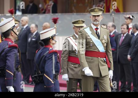 Spanien König Feldzug VI. Nimmt am 12. Oktober 2018 an der Militärparade zum spanischen Nationalfeiertag in Madrid Teil. (Foto von Oscar Gonzalez/NurPhoto) Stockfoto