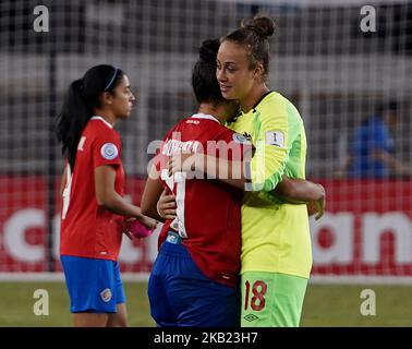 Edinburg, NC - 11. OKTOBER: 2018 Kallen Sheridan aus Kanada (Gelb) beim CONCACAF Women's Championship Group B Spiel zwischen Costa Rica und Kanada am 11. Oktober 2018 im H-E-BPark Stadium, Edinburg (Foto von Action Foto Sport/NurPhoto) Stockfoto