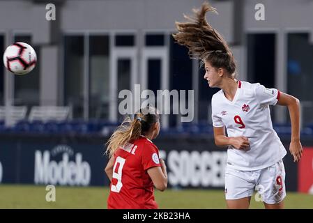 Edinburg, NC - 11. OKTOBER: 2018 Jordan Huitema aus Kanada beim CONCACAF Women's Championship Group B Spiel zwischen Costa Rica und Kanada am 11. Oktober 2018 im H-E-BPark Stadium, Edinburg (Foto von Action Foto Sport/NurPhoto) Stockfoto