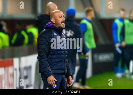 RIGA, LETTLAND. 3.. November 2022. Vincenzo Italiano, Cheftrainer des Teams Fiorentina, während der UEFA Europa Conference League Group Ein Spiel zwischen RFS und Fiorentina. Stockfoto