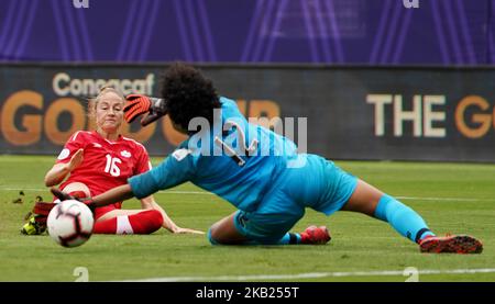 Rebecca Quinn aus Kanada beim Halbfinale der CONCACAF Women's Championship zwischen Panama und Kanada am 14. Oktober 2018 im Toyota Stadium in Frisco, Texas. (Foto von Action Foto Sport/NurPhoto) Stockfoto