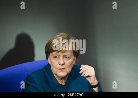 Bundeskanzlerin Angela Merkel wird am 17. Oktober 2018 im Bundestag in Berlin abgebildet. (Foto von Emmanuele Contini/NurPhoto) Stockfoto