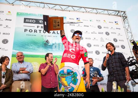 Der brasilianische Surfer Italo Ferreira gewann den Meo Rip Curl Pro Portugal. (Foto von Henrique Casinhas/NurPhoto) Stockfoto